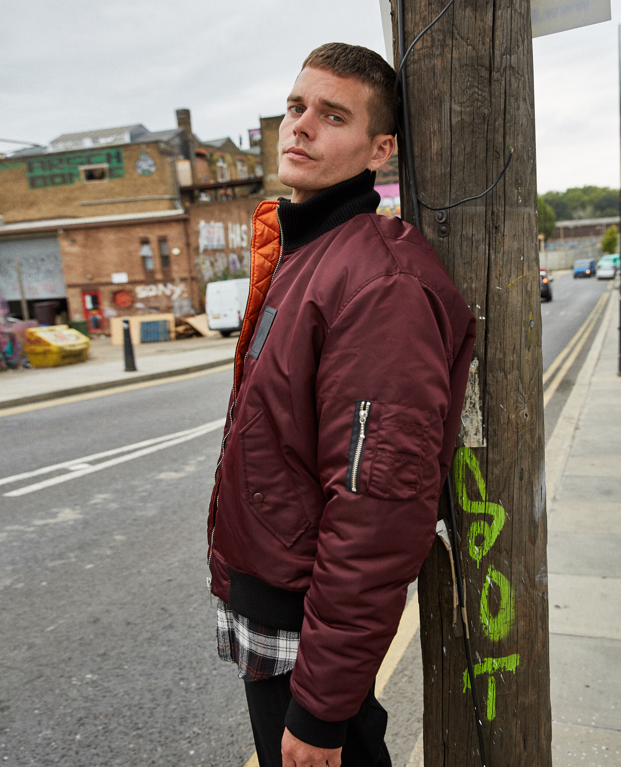 Red bomber jacket