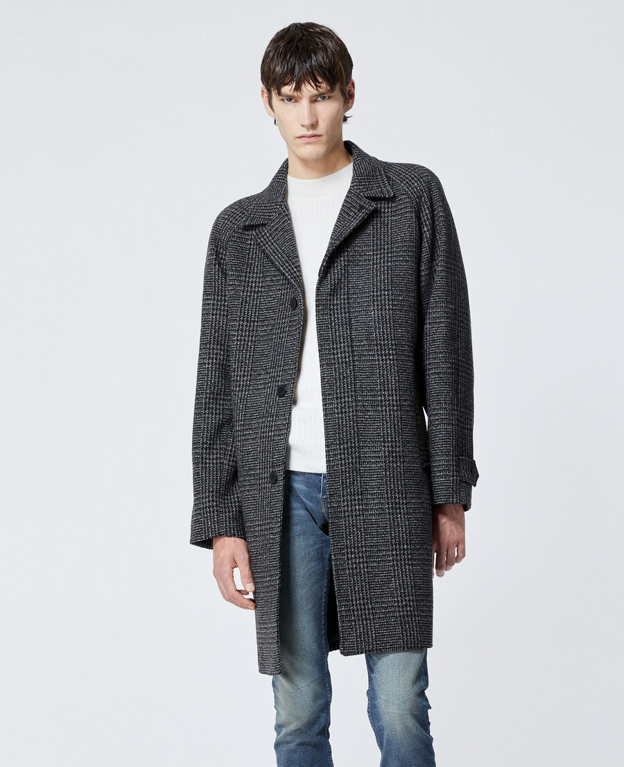 Dark grey wool coat with check motif The Kooples