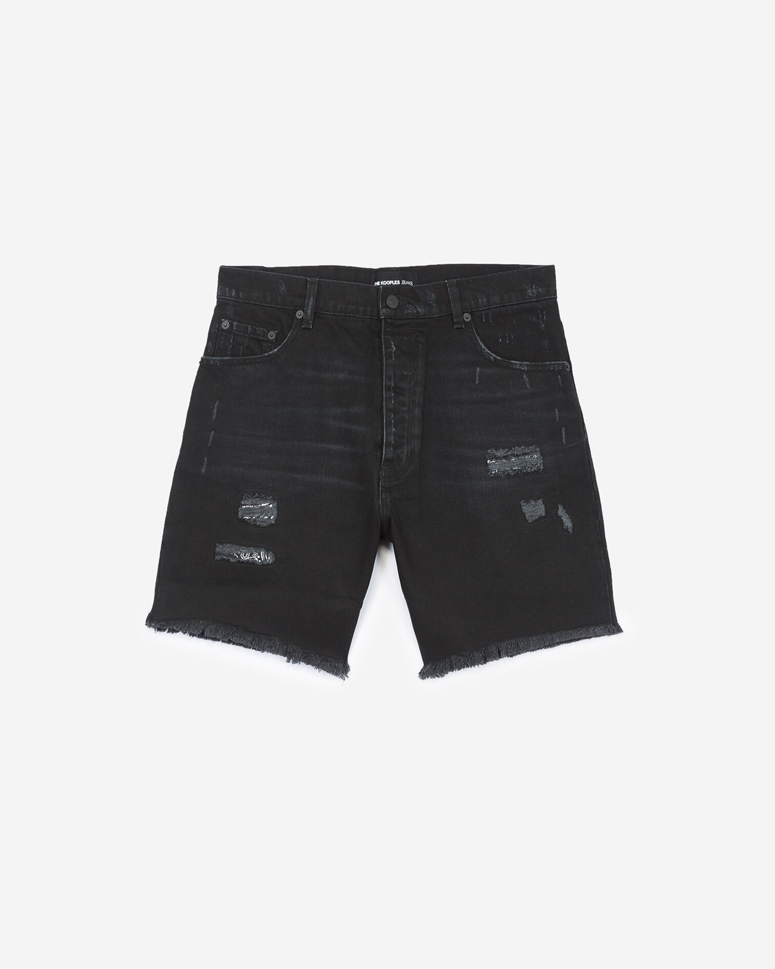 Ripped black denim shorts, BLACK WASHED, hi-res image number null