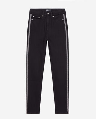 The Kooples MUJER BLACK WASHED vaqueros slim negros cadenas