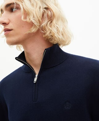 The Kooples MEN NAVY double-faced navy trucker-neck sweater