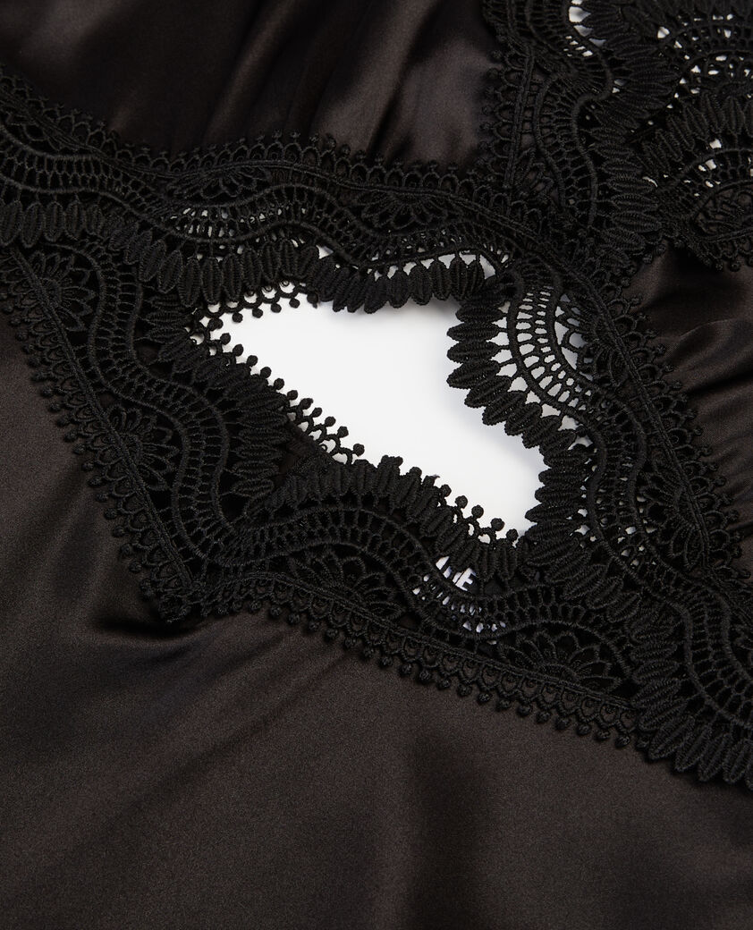 The Kooples FEMME BLACK robe nuisette longue avec guipure noire