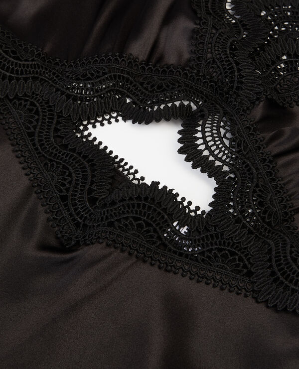 Robe nuisette longue avec guipure noire| The Kooples