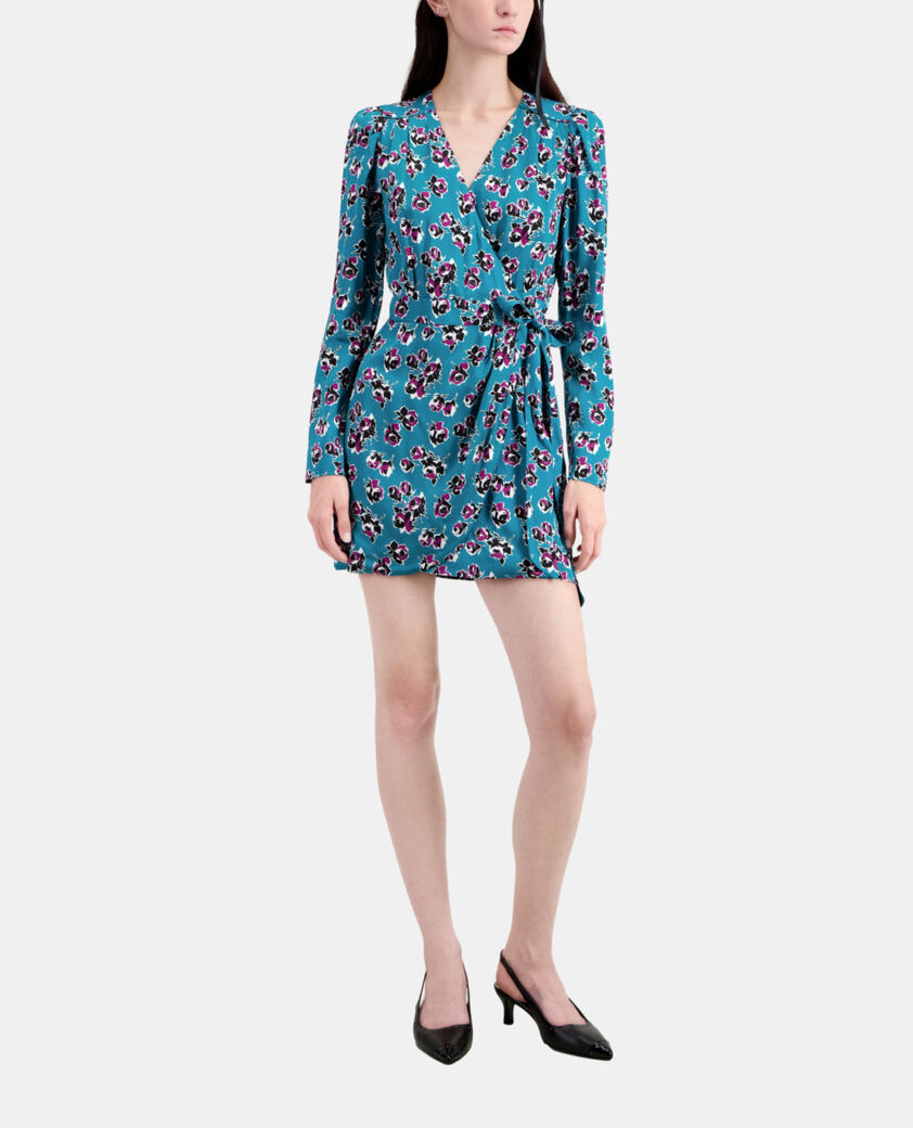 The Kooples WOMEN PINK - BLUE short printed wrap dress