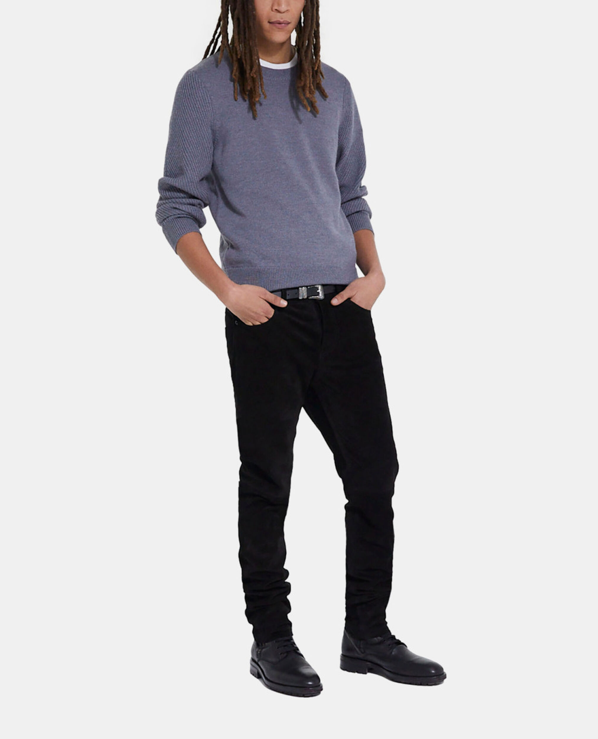 Gray wool sweater, MIDDLE GREY, hi-res image number null
