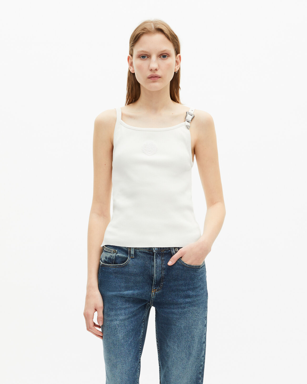 The Kooples FEMME ECRU débardeur côtelé écru