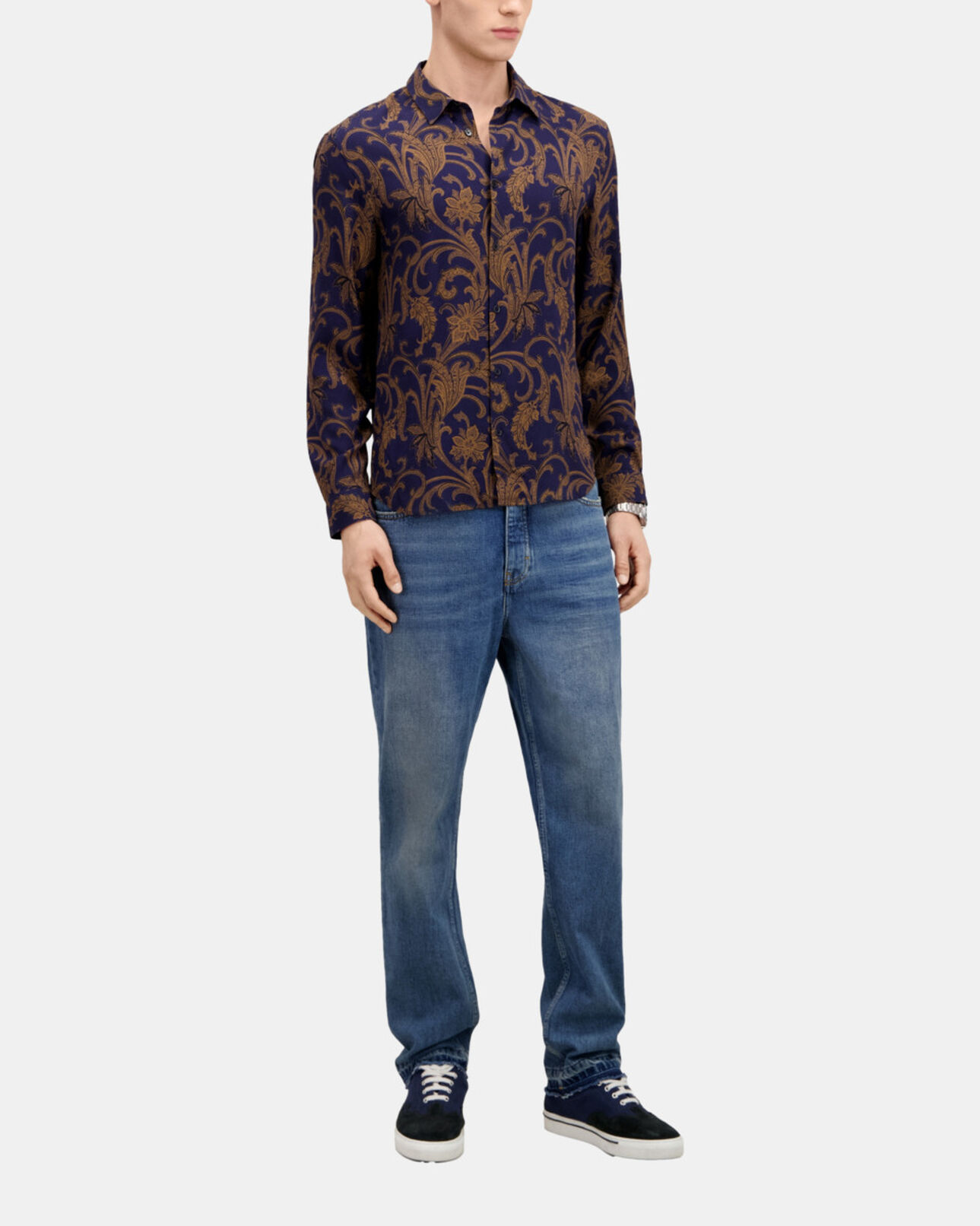 The Kooples MEN NAVY / BROWN printed shirt