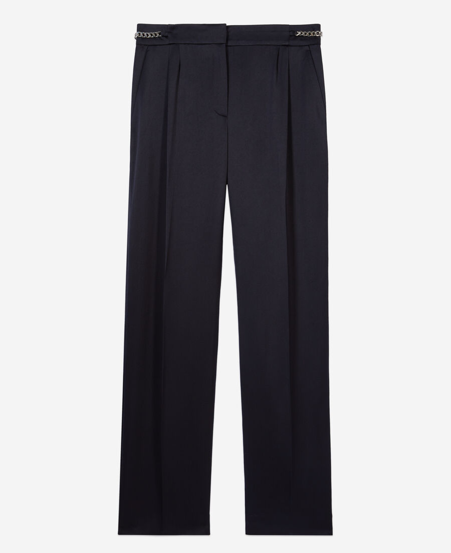 The Kooples WOMEN NAVY navy blue trousers with chains