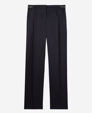 The Kooples WOMEN NAVY navy blue trousers with chains