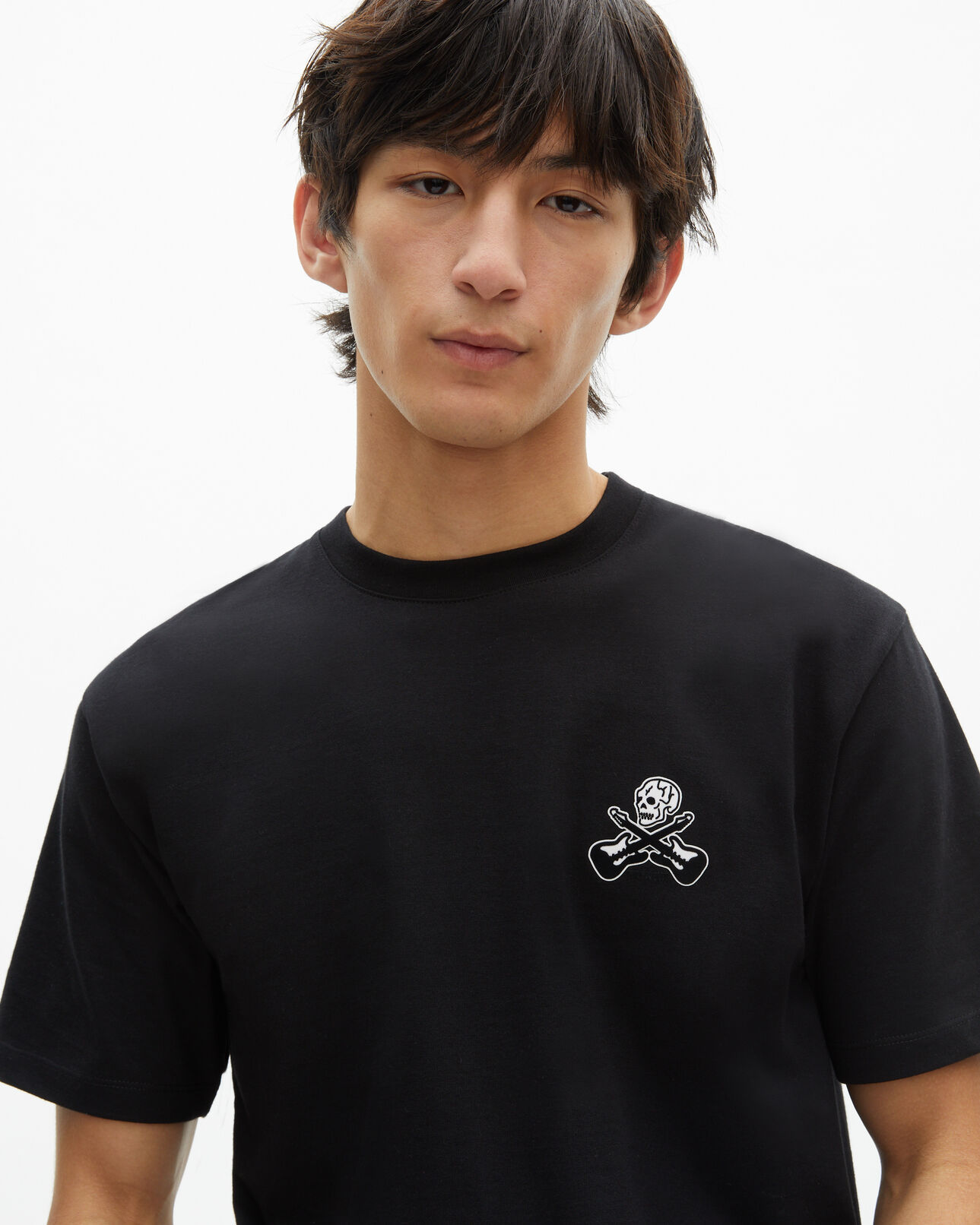 The Kooples MEN BLACK t-shirt with black flocking