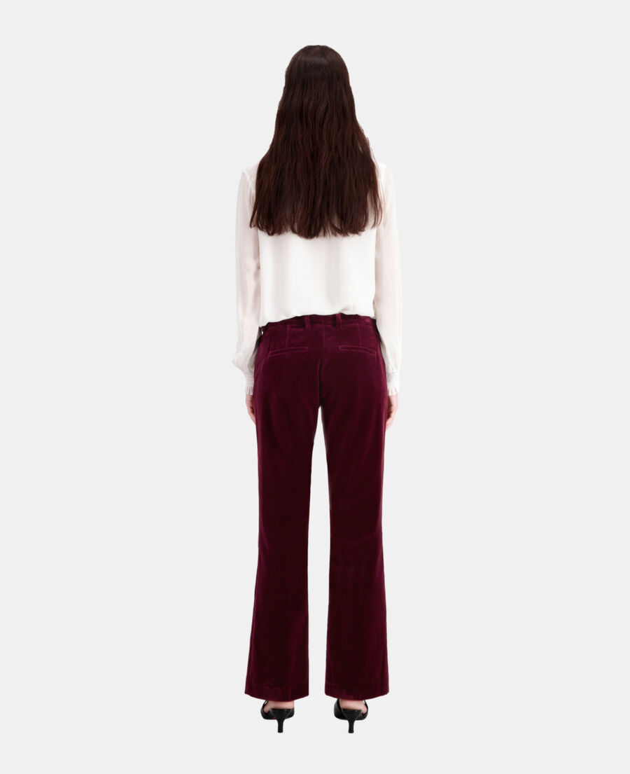 burgundy velvet suit trousers