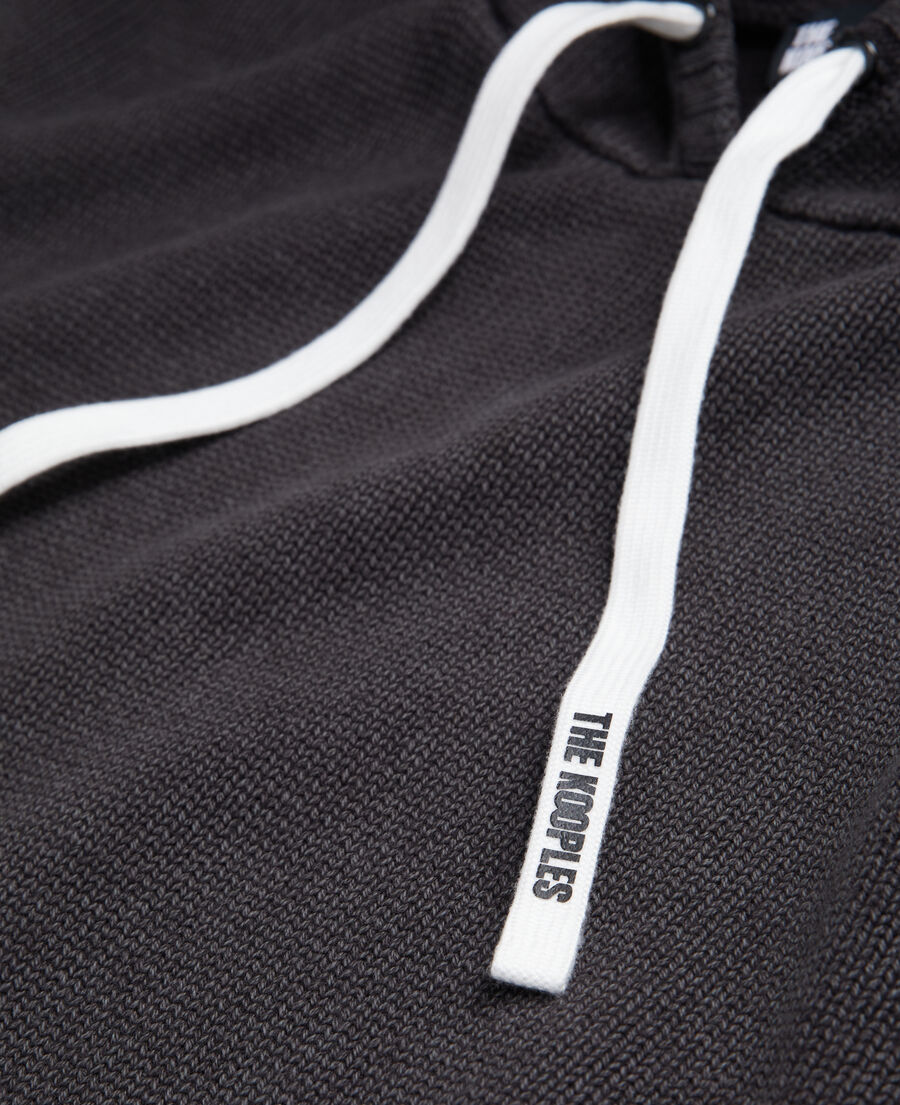 black cotton and wool hooded sweater