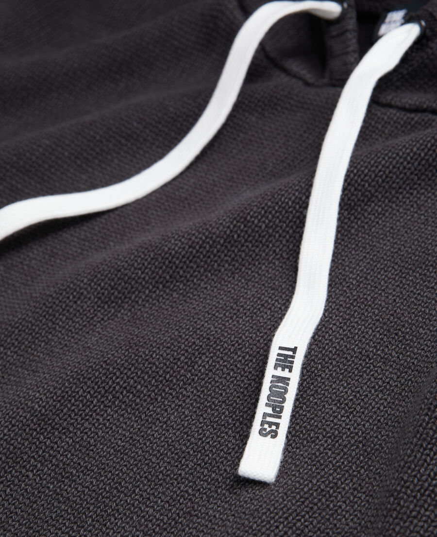 jersey negro capucha algodón lana