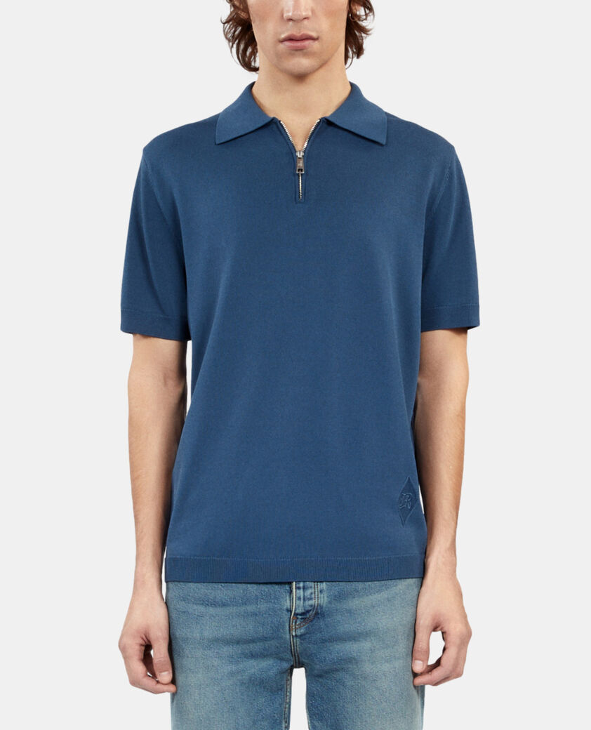 The Kooples HERREN MIDDLE NAVY königsblaues poloshirt aus strick