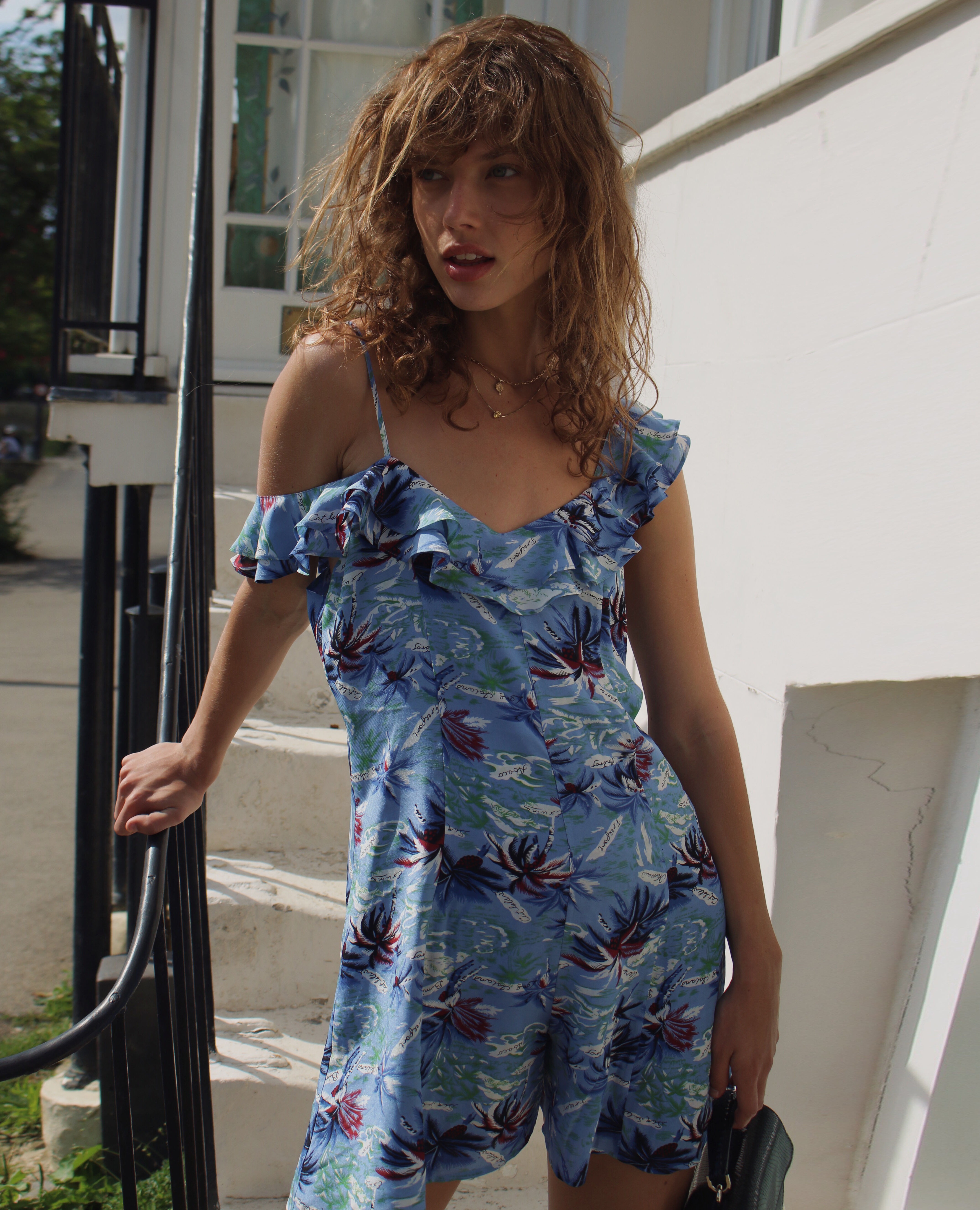 Hawaiian print playsuit sales