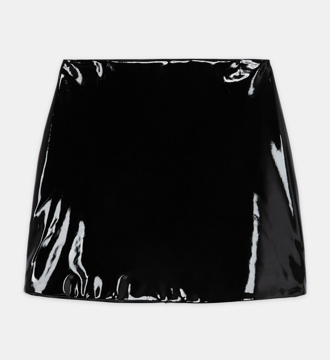 Short black vinyl skirt
