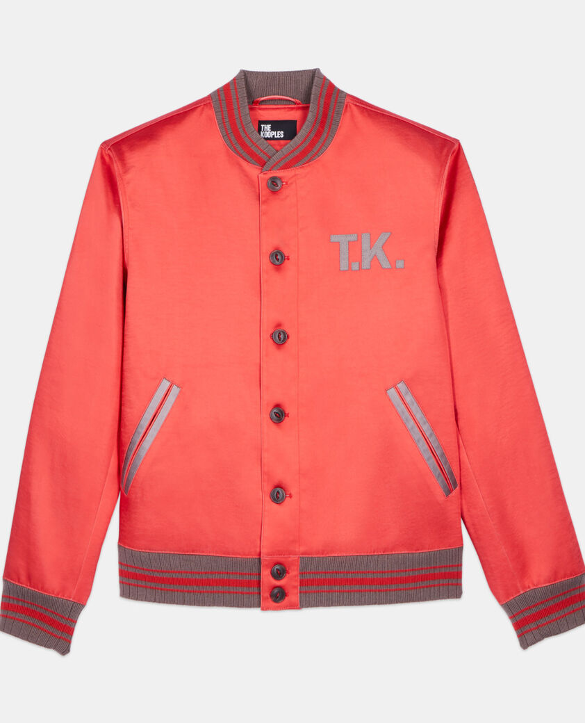 The Kooples HOMME RUBIS blouson satiné avec patchs rouge