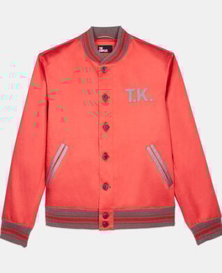 The Kooples HERREN RUBIS roter, satinierter blouson mit patches