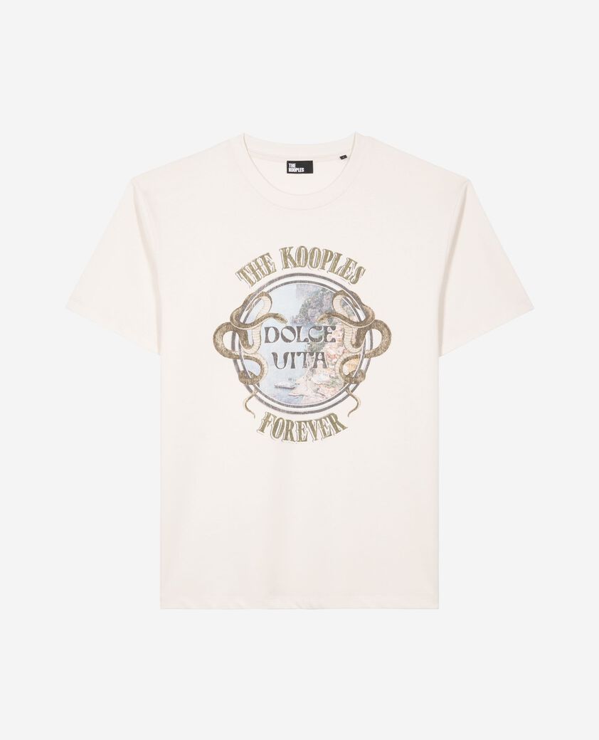 The Kooples HOMME LIGHT BEIGE t-shirt avec s&eacute;rigraphie dolce vita beige