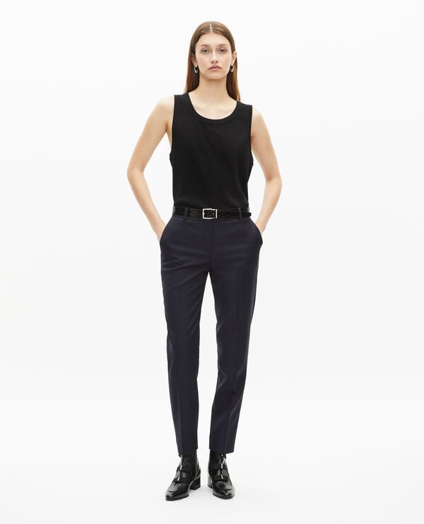 The Kooples F NAVY navy blue slim-fit wool tailored trousers