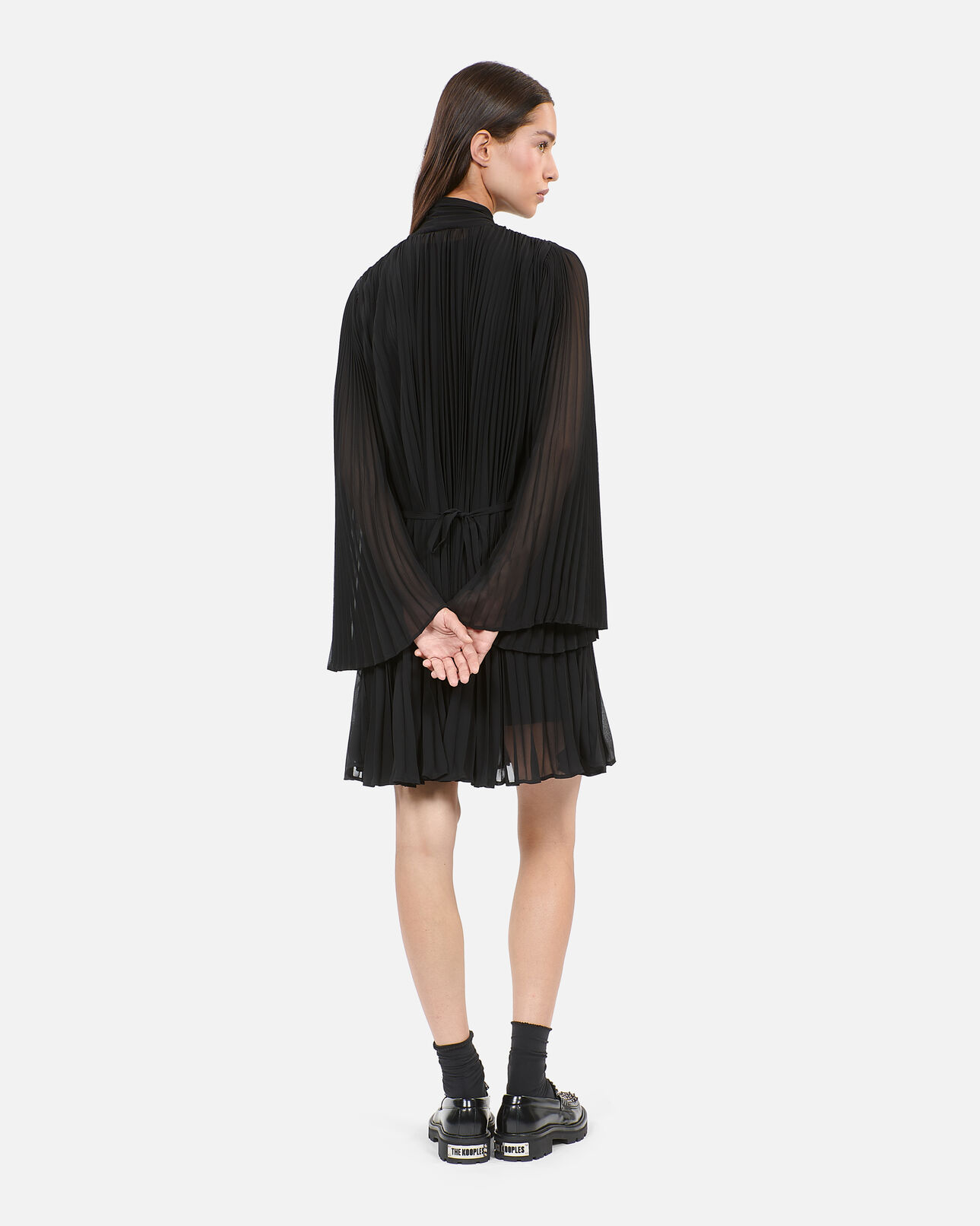 The Kooples FEMME BLACK robe courte plissée noire