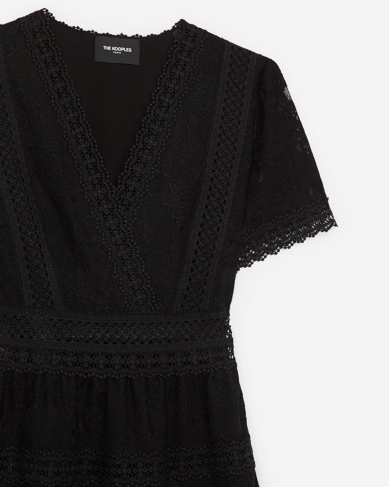The Kooples FEMME BLACK robe longue en dentelle noire