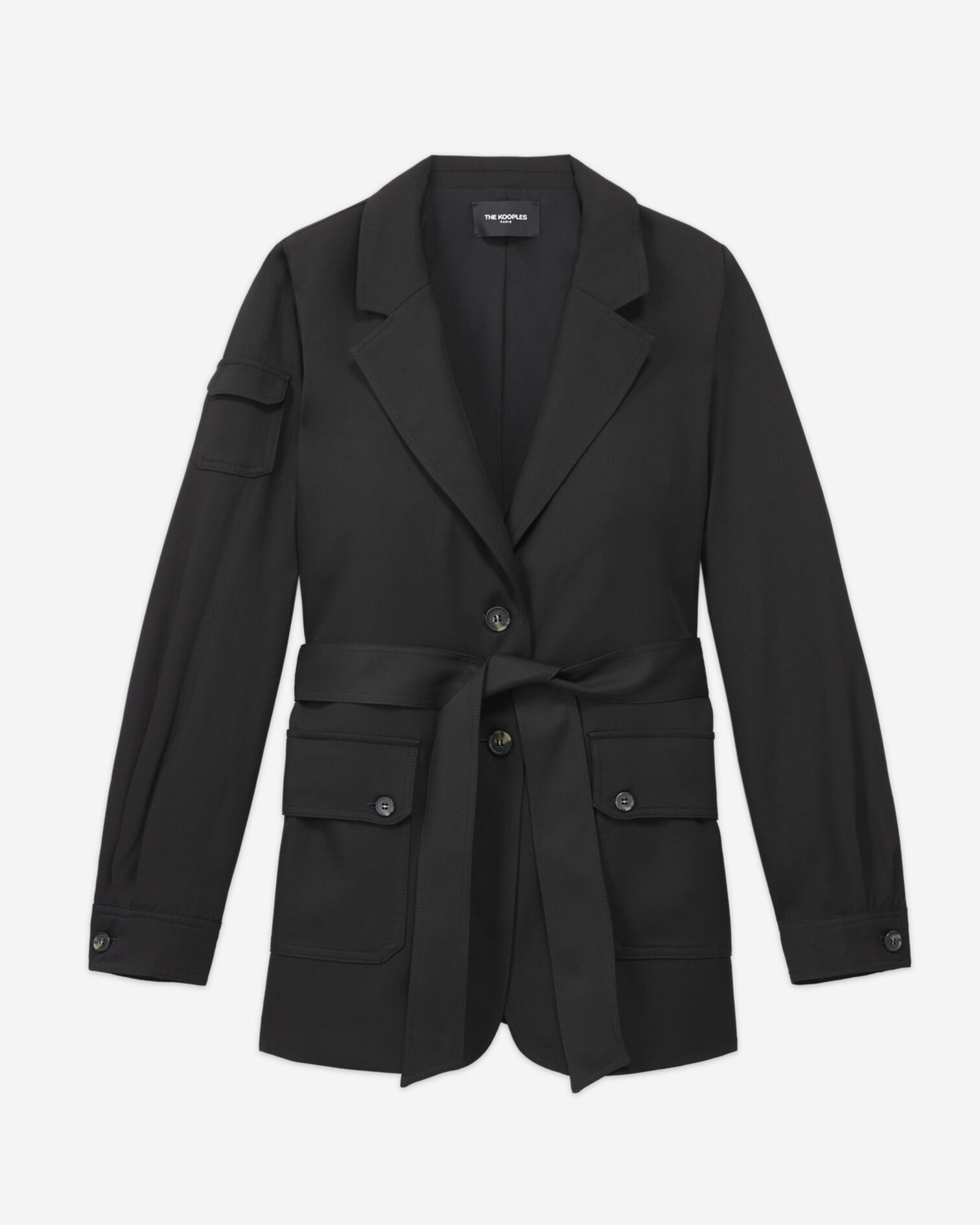 Flowing black tencel jacket with pockets, BLACK, hi-res image number null