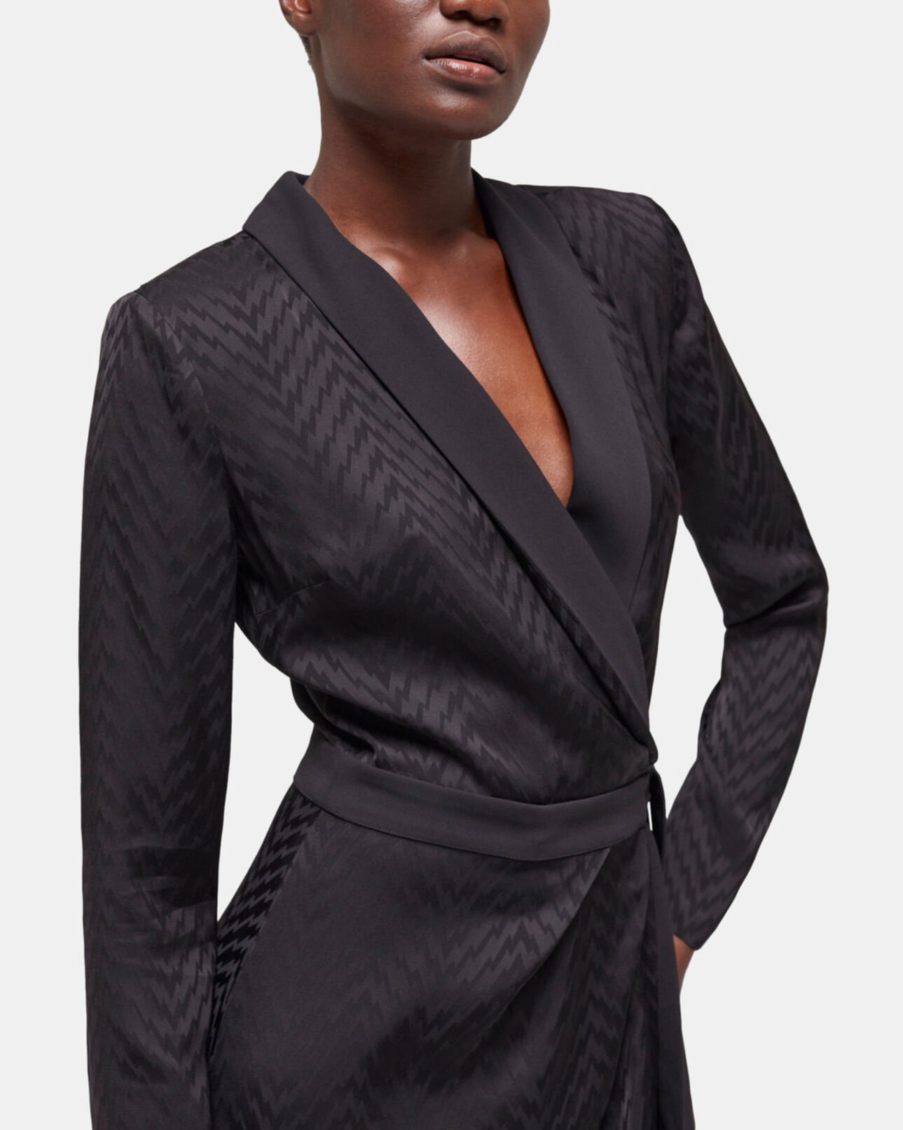 The Kooples WOMEN BLACK short printed wrap dress