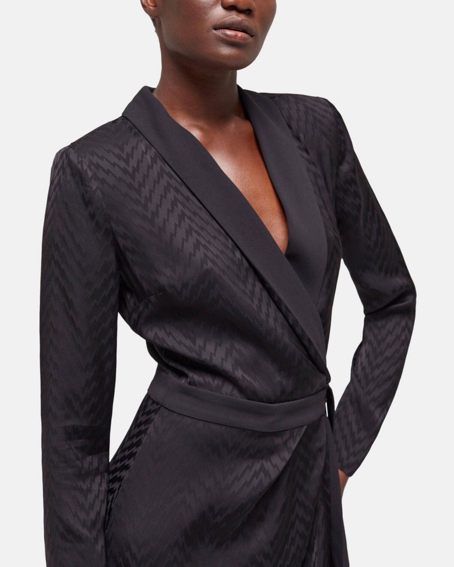 Short printed wrap dress, BLACK, hi-res image number null