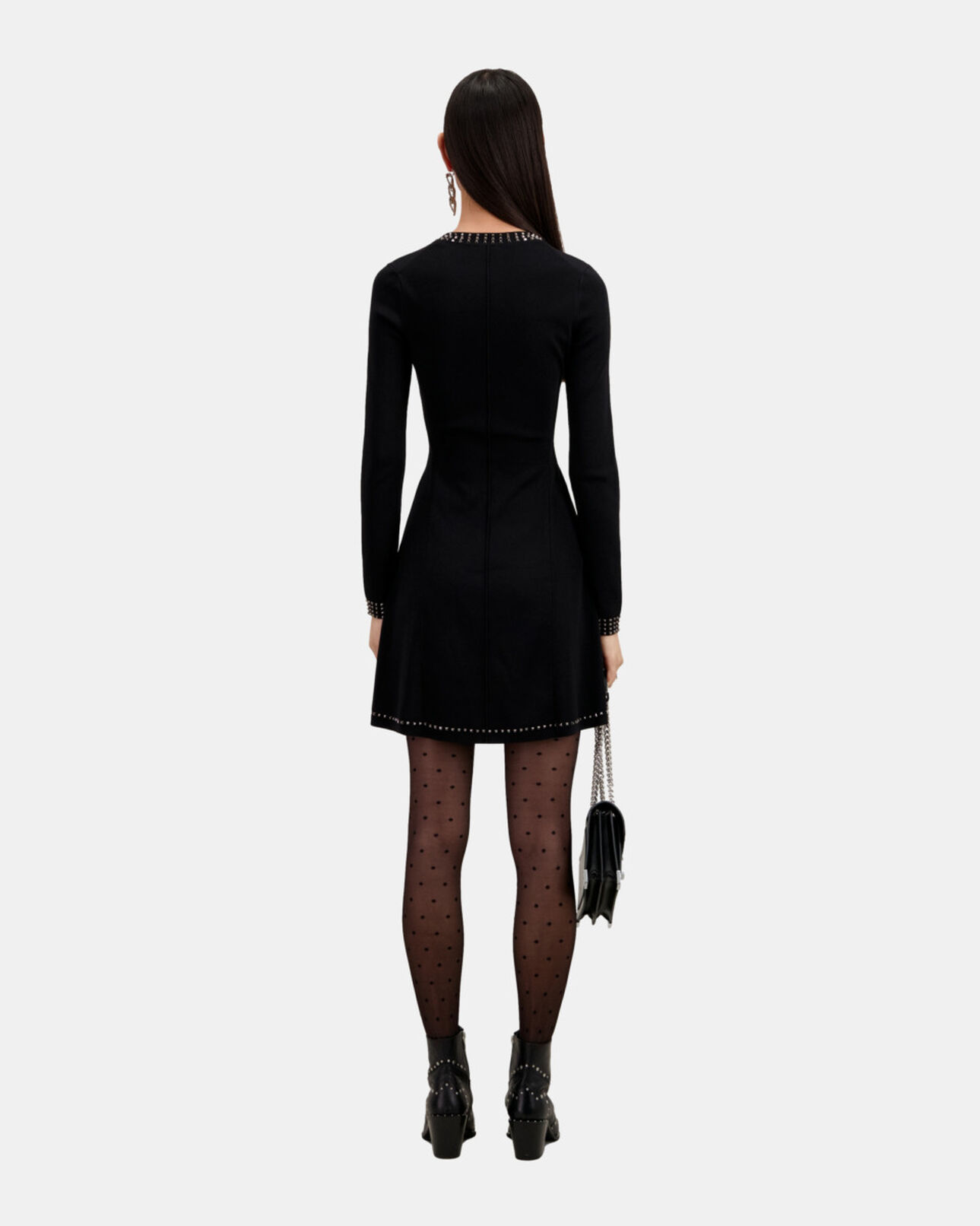 The Kooples WOMEN BLACK short black dress with spikes