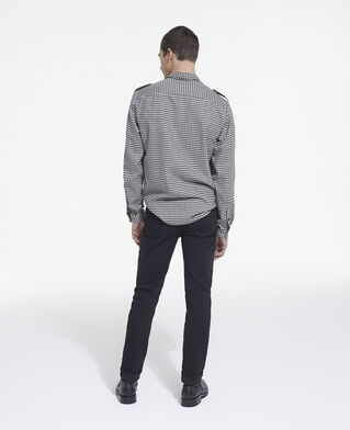 The Kooples HOMME BLACK WHITE chemise col classique en laine à carreaux