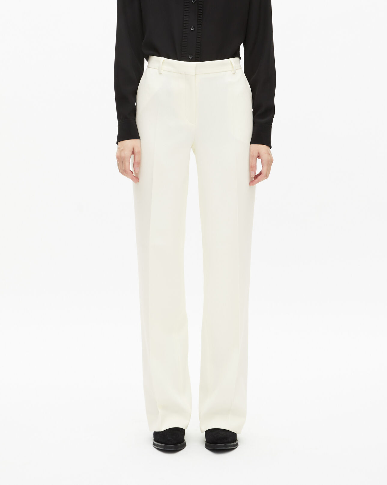 The Kooples F ECRU straight-cut ecru crepe tailored trousers