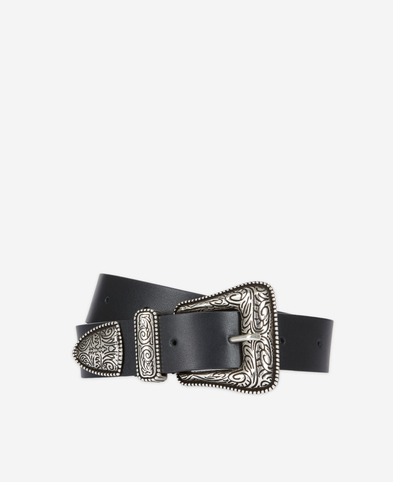 The Kooples MIXED BLACK wide black leather belt