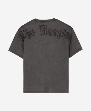 The Kooples MEN BLACK WASHED t-shirt with logo on black back