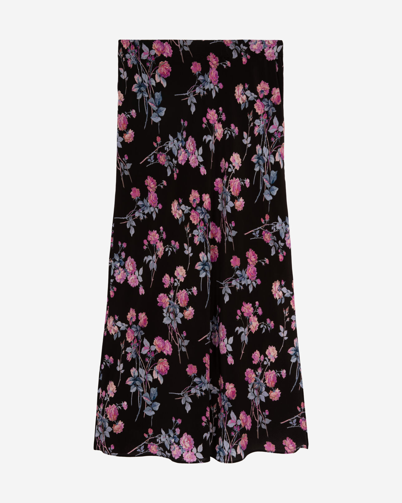 The Kooples WOMEN BLACK / PINK black floral print long skirt