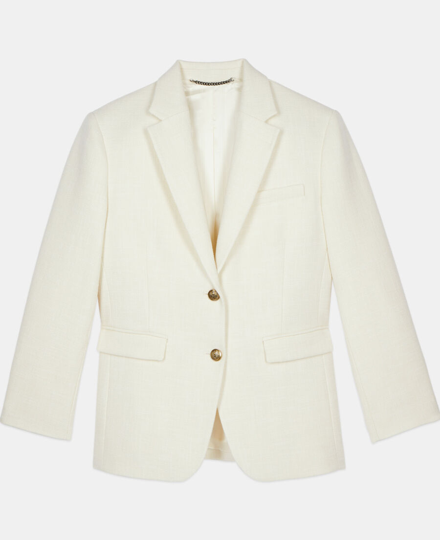 The Kooples FEMME ECRU veste tailleur en laine &eacute;crue