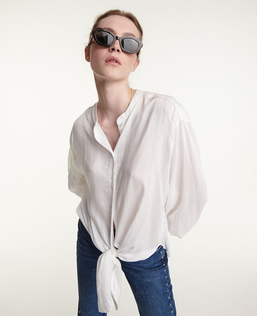 roomy flowing knotted ecru top