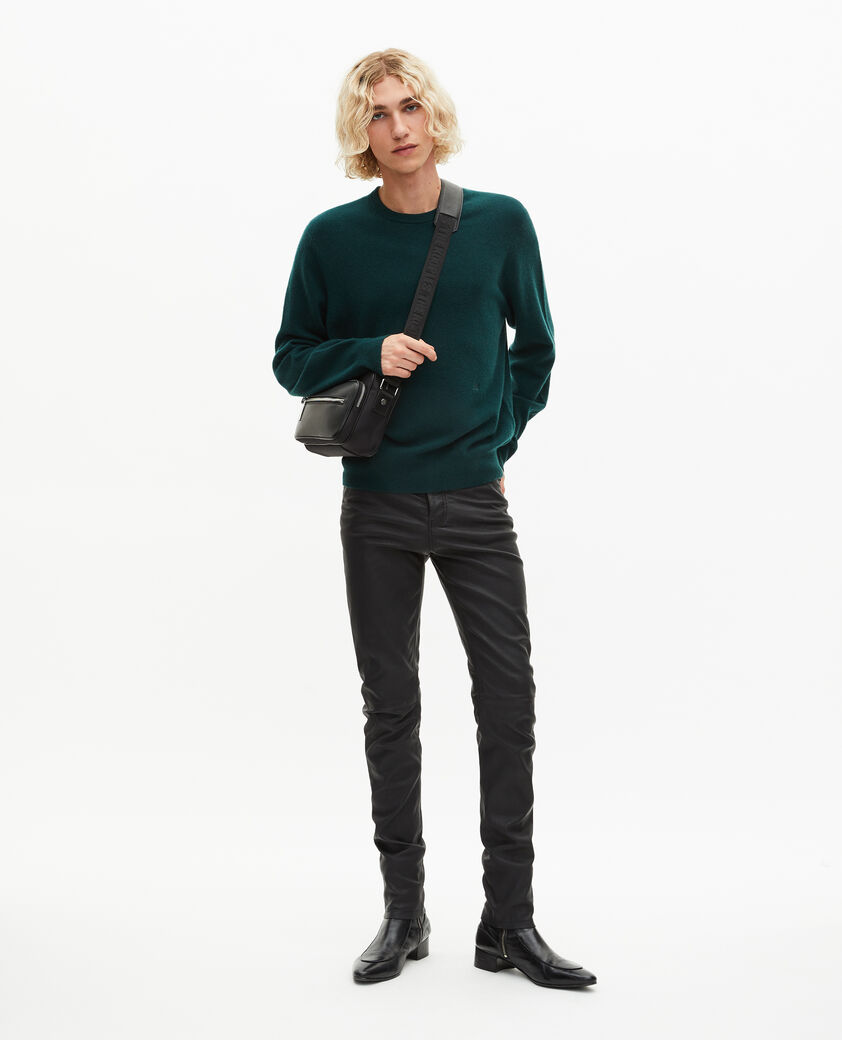 The Kooples HOMME BOTTLE GREEN pull col rond en cachemire vert foncé
