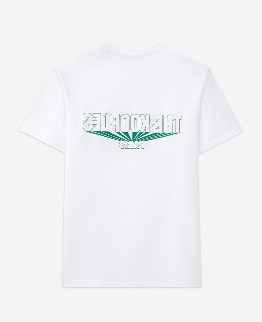 white cotton t-shirt with green 3d logo