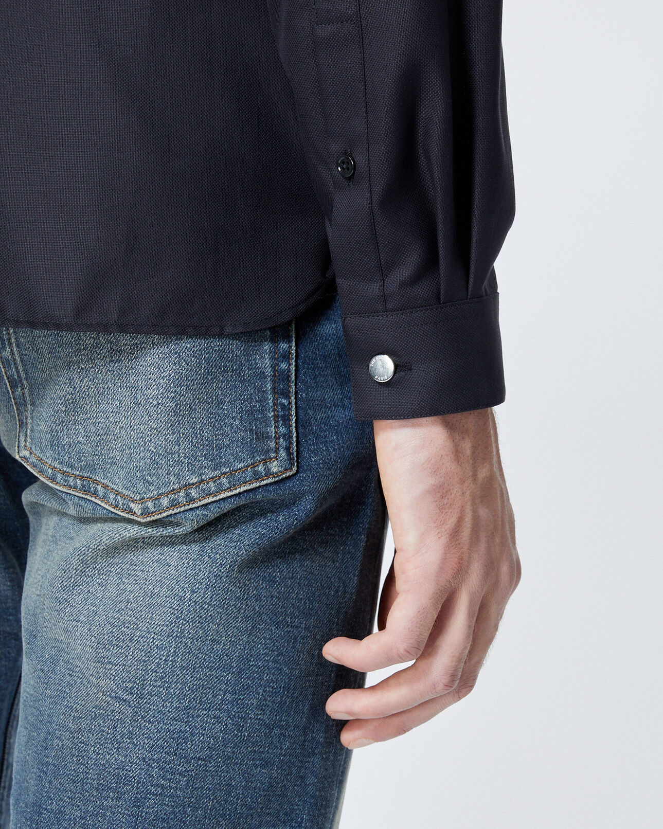The Kooples HOMME BLACK chemise coton noire à col boutonné