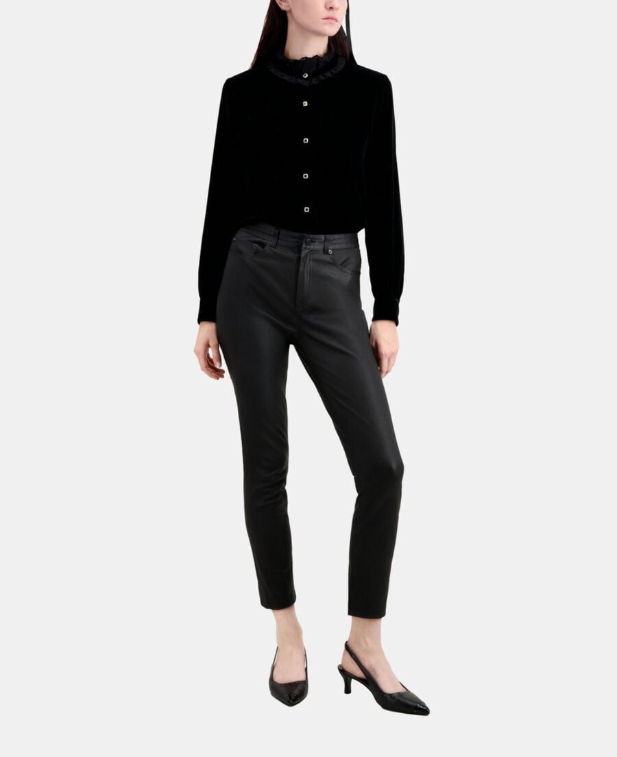 The Kooples FEMME BLACK pantalon slim en cuir noir