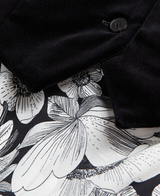 The Kooples FEMME BLACK WHITE robe longue en soie fleurie