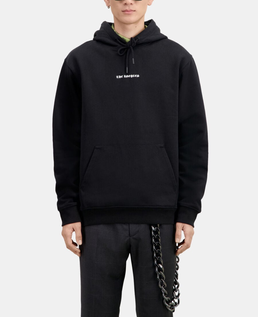 The Kooples MEN BLACK black hoodie with skull heart serigraphy
