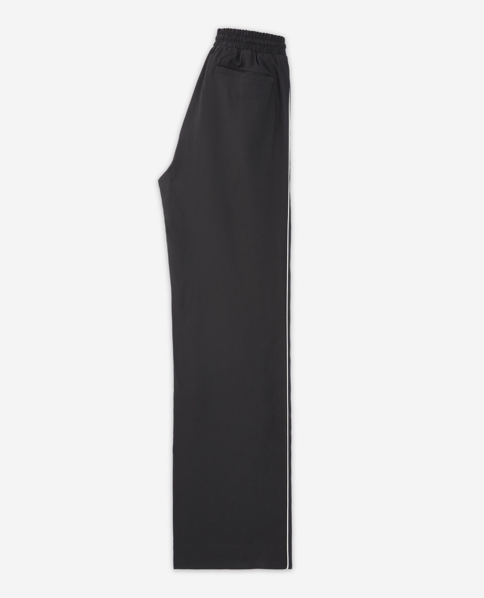 Pantalón fluido negro satén cordón cintura, BLACK, hi-res image number null