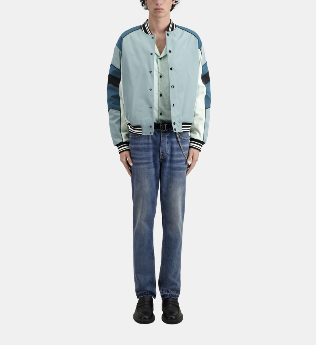 Blue and green jacket with patchwork