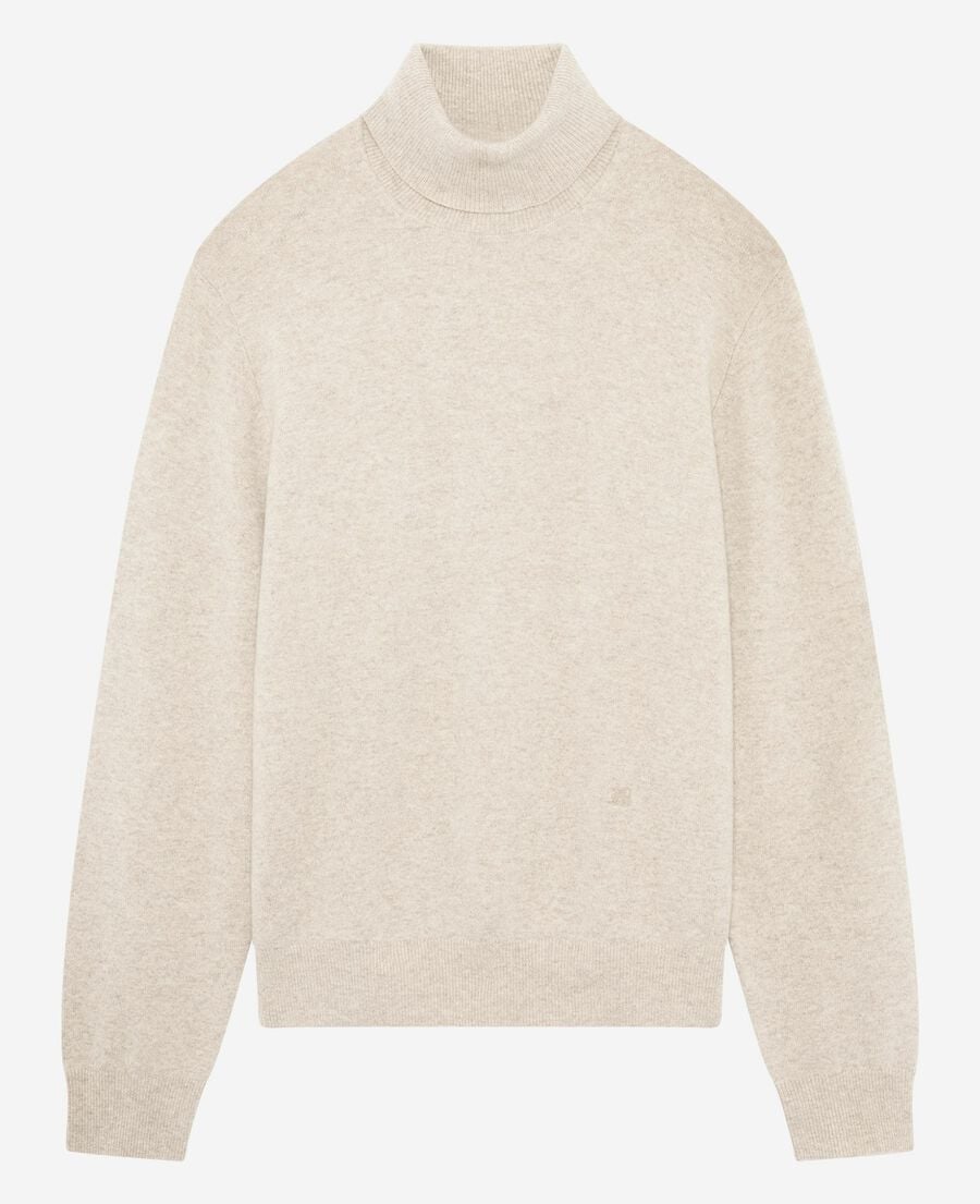 The Kooples HOMME BEIGE MELANGE pull col roulé en cachemire beige