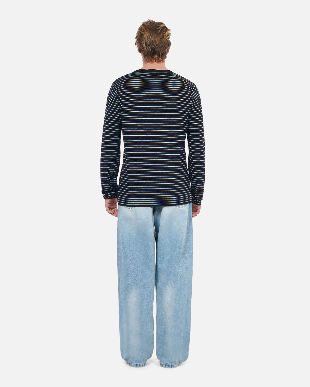 The Kooples HOMME BLACK / WHITE pull en laine à rayures