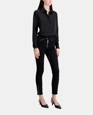 The Kooples DAMEN BLACK WASHED schwarze jeans in slim-fit mit rei&szlig;verschluss