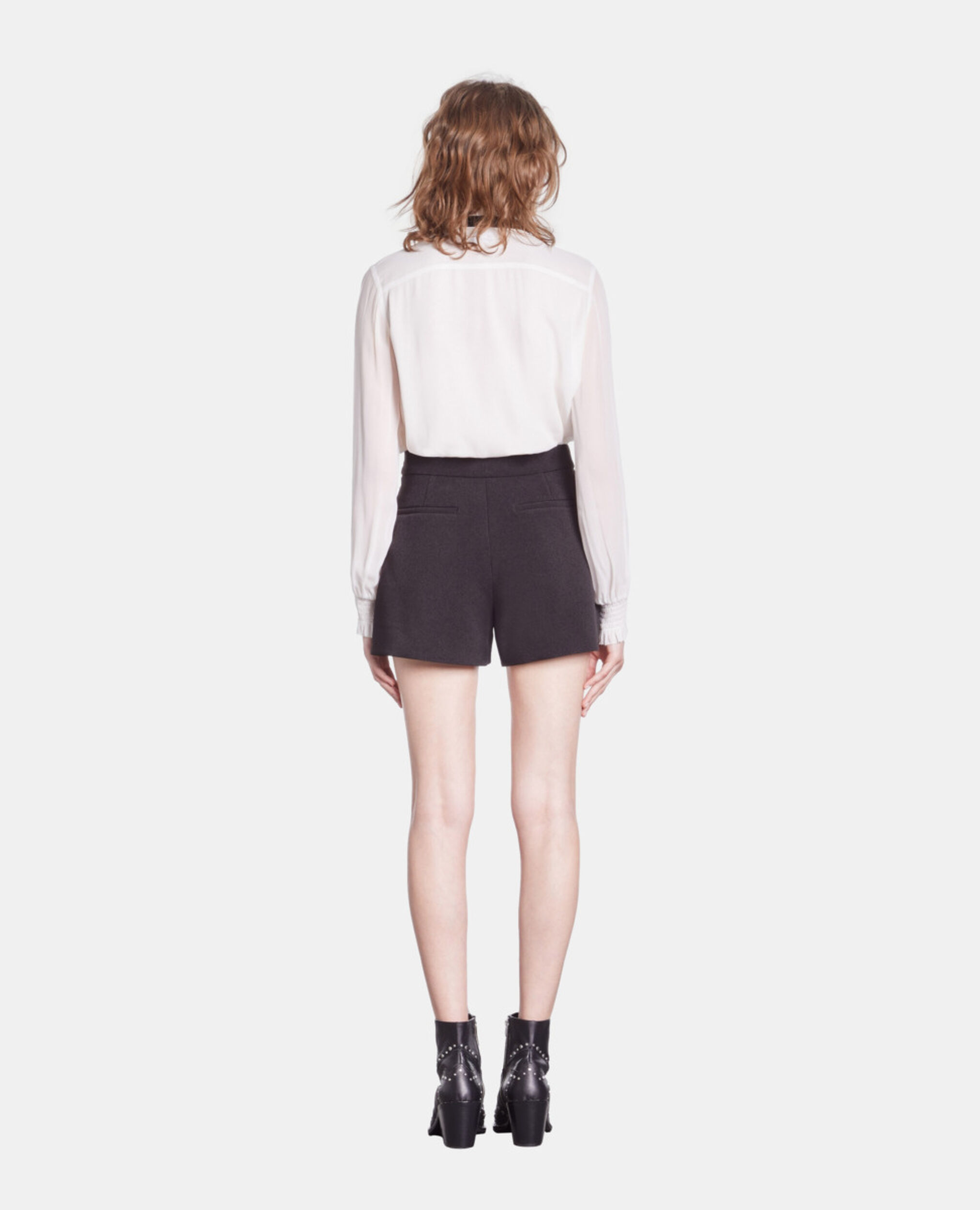 Black crepe shorts, BLACK, hi-res image number null