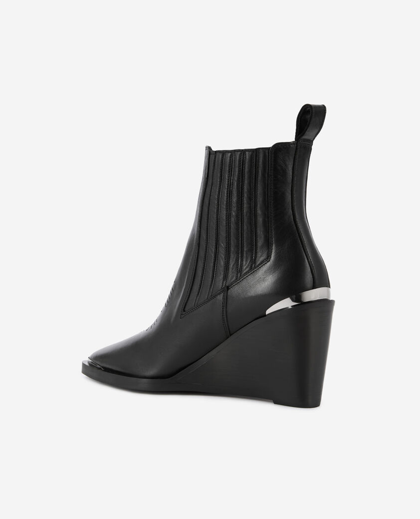 The Kooples WOMEN BLACK western ankle boots in black leather